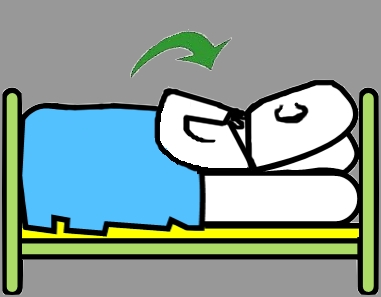 Lattenrost links vom Körper erhöht, Körperlage nach rechts